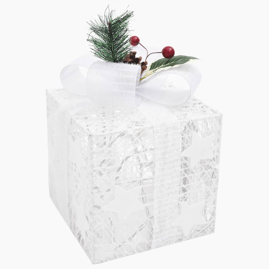 Scatole Regalo Decorative Natale 3pz Bianche da Esterno Interni 329766