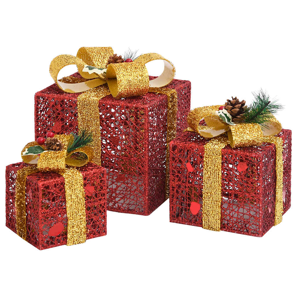 Scatole Regalo Decorative Natale 3pz Rosse da Esterno Interni 329767