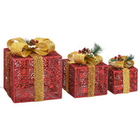 Scatole Regalo Decorative Natale 3pz Rosse da Esterno Interni 329767