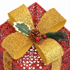 Scatole Regalo Decorative Natale 3pz Rosse da Esterno Interni 329767