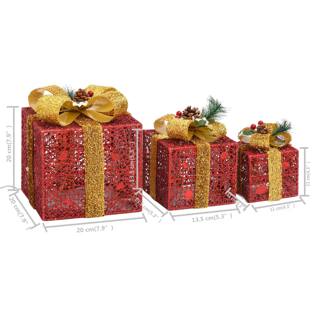 Scatole Regalo Decorative Natale 3pz Rosso da Esterno Interni cod mxl 45019