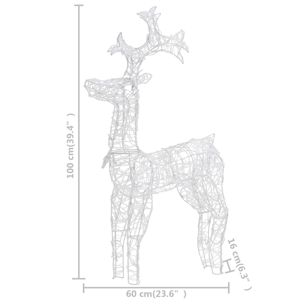 Renne e Slitta Decorazione Natale 90 LED 60x16x100 cm Acrilico cod mxl 32537