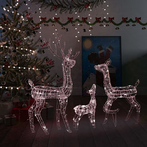 Famiglia di Renne di Natale 300 LED Bianco Caldo in Acrilico  cod mxl 42198