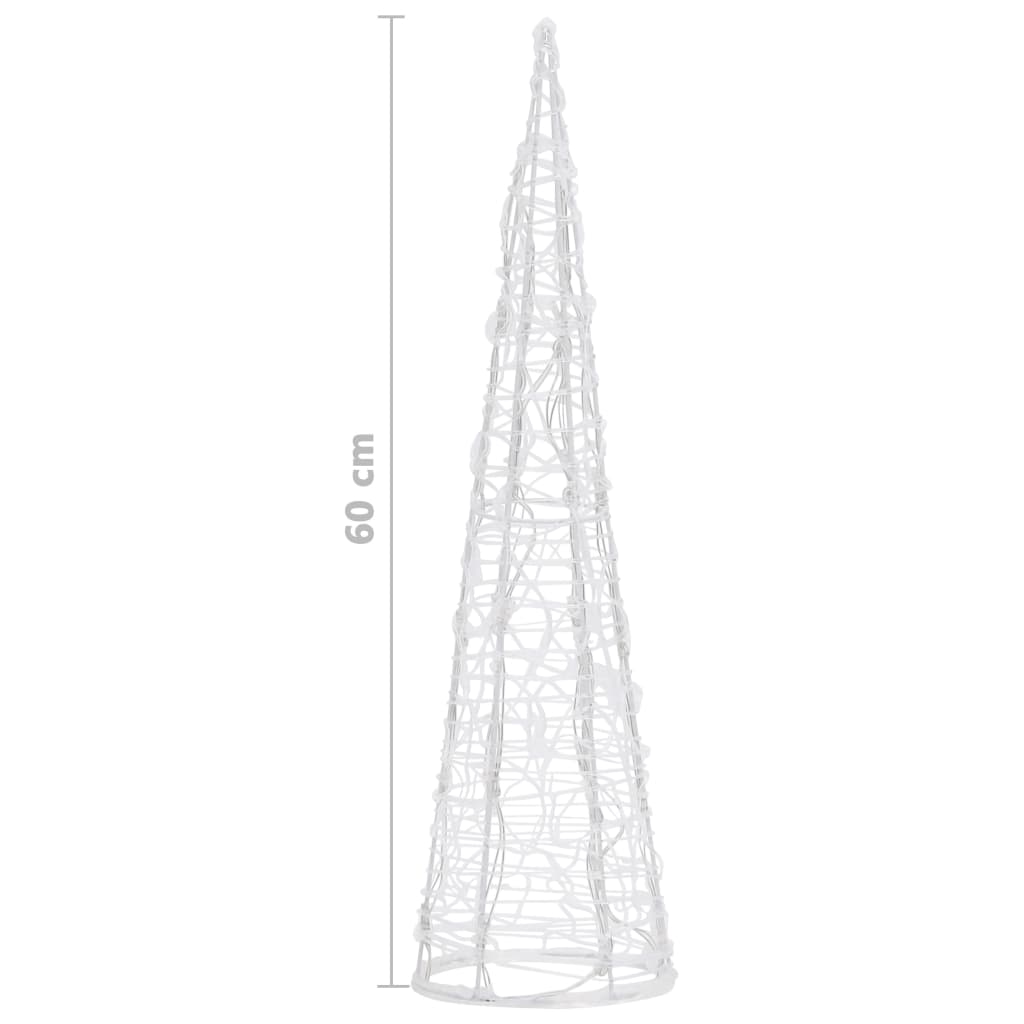 Piramide Decorativa Cono di Luce LED Acrilico Bianco Freddo 60cm