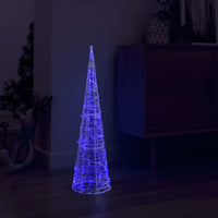 Piramide Decorativa Cono di Luce LED Acrilico Blu 90 cm