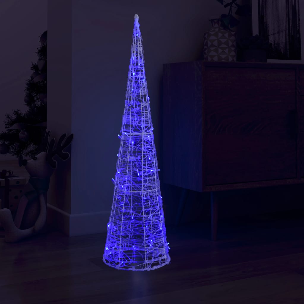 Piramide Decorativa Cono di Luce LED Acrilico Blu 120 cm