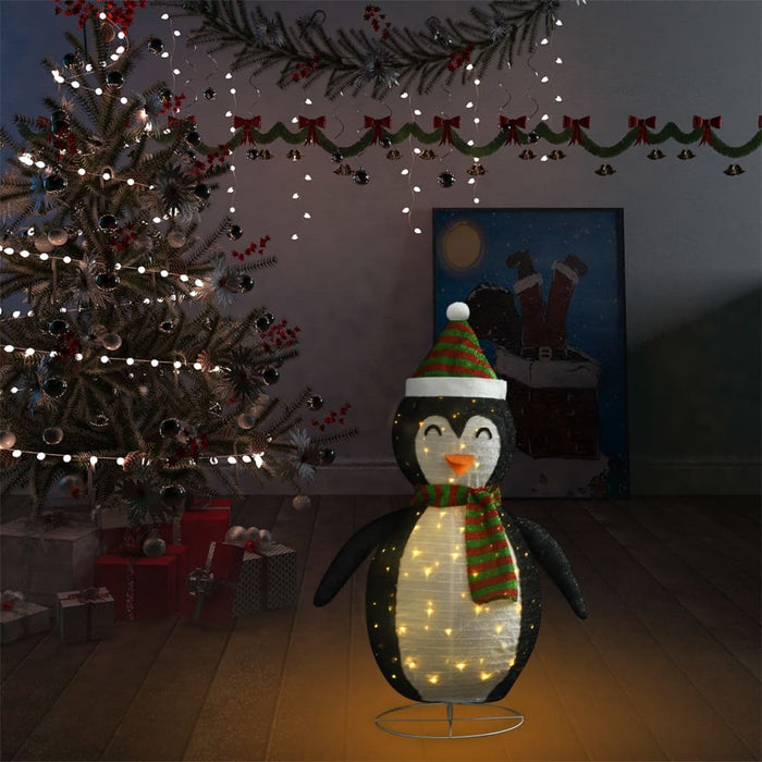 Figura Decorativa Natalizia Pinguino LED Tessuto Pregiato 90cm