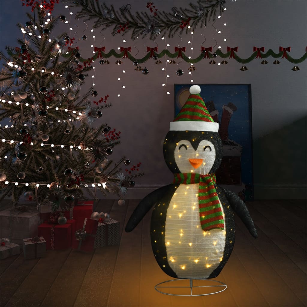 Figura Decorativa Natalizia Pinguino LED Tessuto Pregiato 120cm