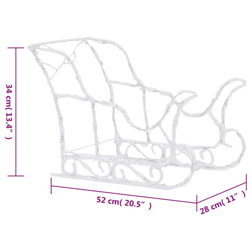 Decorazione Natalizia Renne e Slitta 280x28x55 cm in Acrilico cod mxl 44417