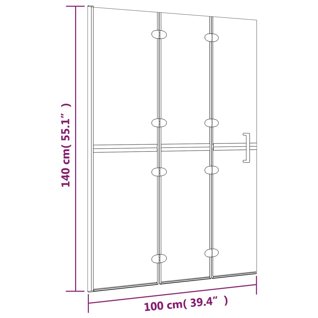 Pannello Doccia Pieghevole in ESG 100x140 cm Bianco 150738