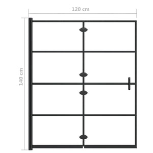 Pannello Doccia Pieghevole in ESG 120x140 cm Nero 150745