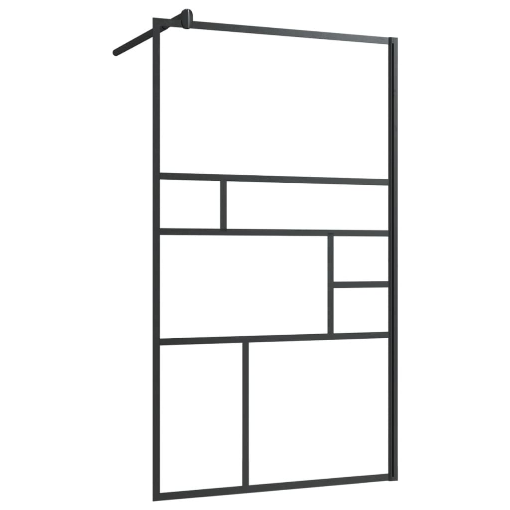 Parete per Doccia Walk-in Vetro Trasparente ESG 90x195 cm Nera cod mxl 44603