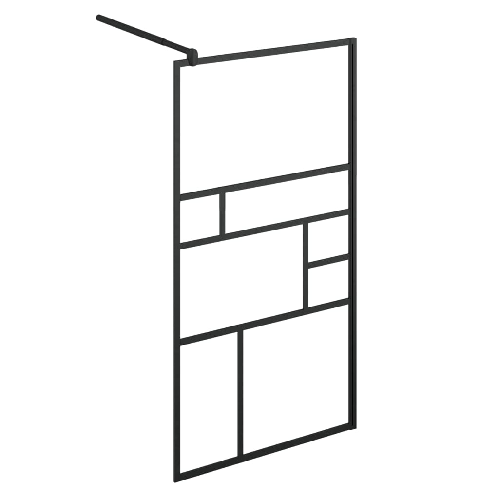 Parete per Doccia Walk-in Vetro Trasparente ESG 90x195 cm Nera cod mxl 44603