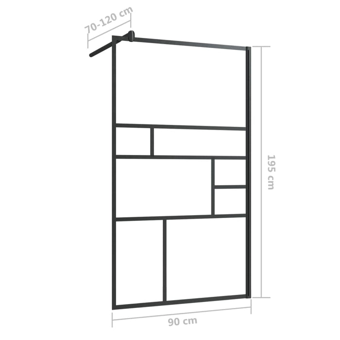 Parete per Doccia Walk-in Vetro Trasparente ESG 90x195 cm Nera cod mxl 44603