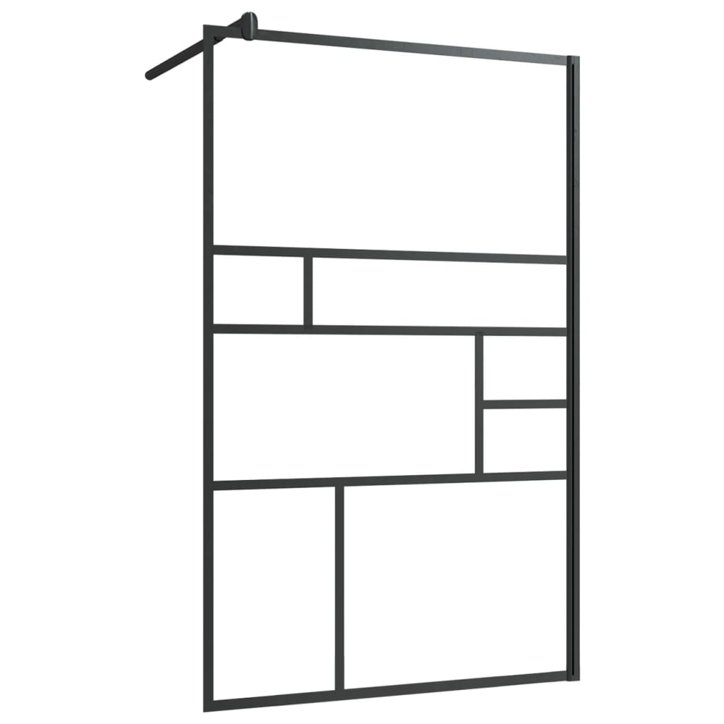 Parete Doccia Walk-in in Vetro Trasparente ESG Nera 100x195 cm cod mxl 49737