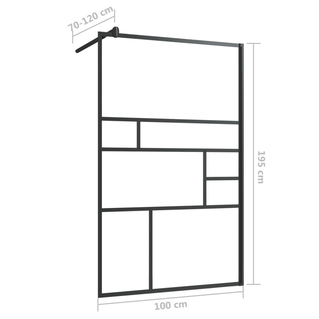 Parete Doccia Walk-in in Vetro Trasparente ESG Nera 100x195 cm cod mxl 49737