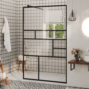 Parete Doccia Walk-in in Vetro Trasparente ESG Nera 100x195 cm cod mxl 49737