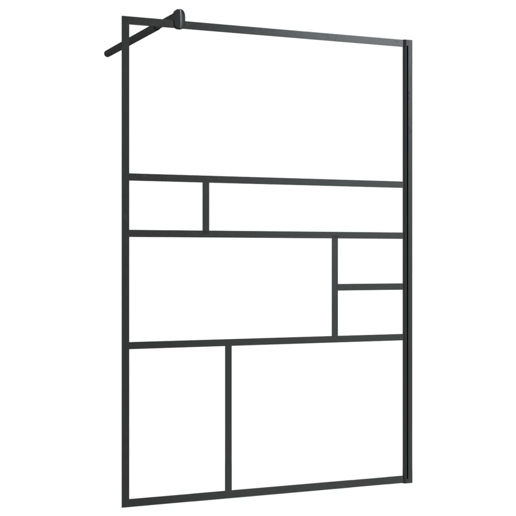 Parete Doccia Walk-in in Vetro Trasparente ESG Nera 115x195 cm 150755