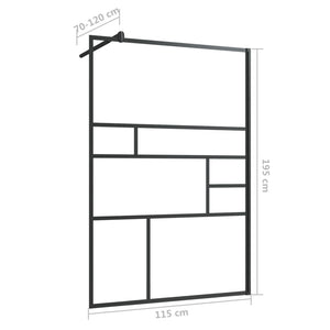 Parete Doccia Walk-in in Vetro Trasparente ESG Nera 115x195 cm 150755