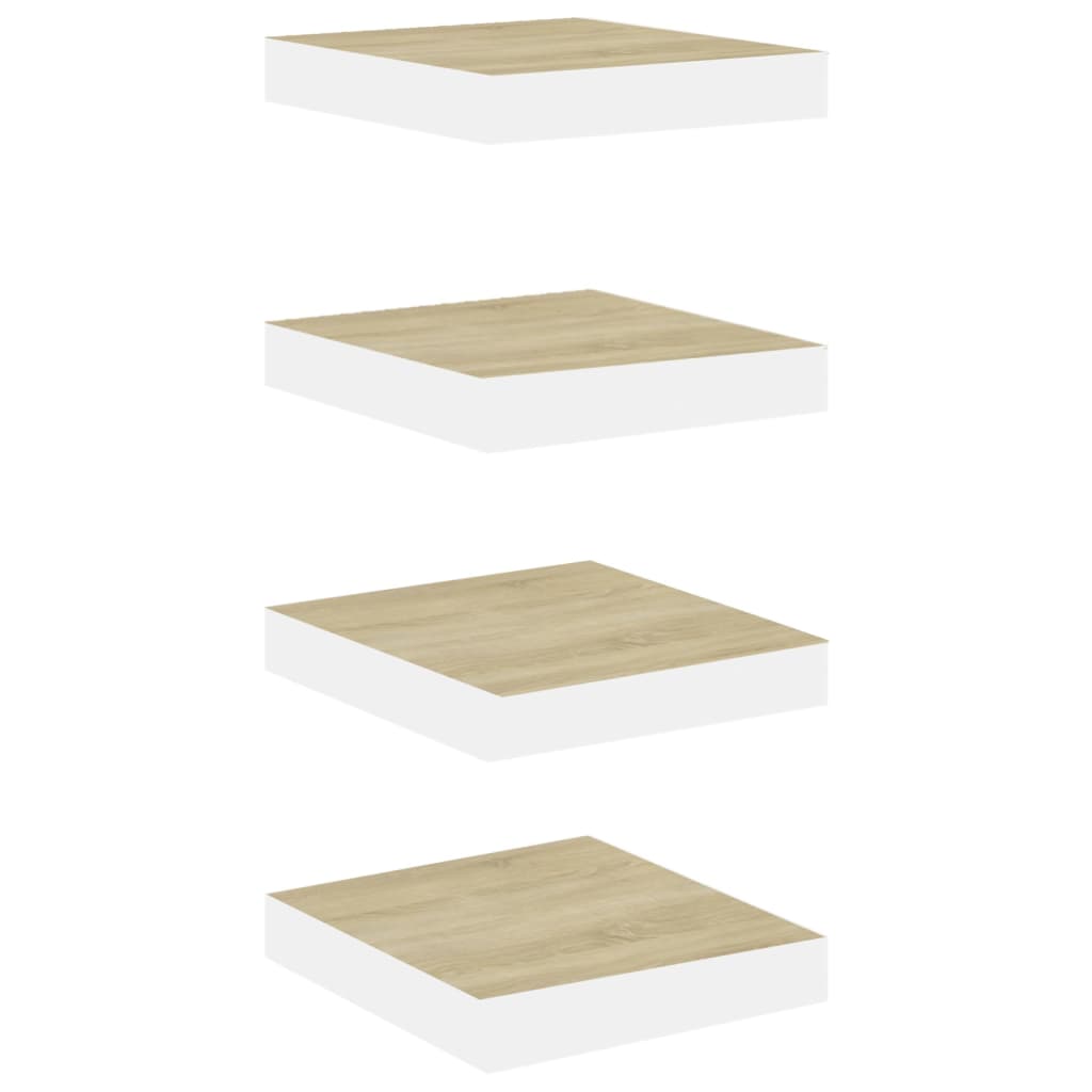 Scaffali a Parete 4 pz Rovere e Bianco 23x23,5x3,8 cm in MDF 326569