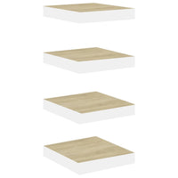 Mensole a Muro 4 pz Rovere e Bianco 23x23,5x3,8 cm in MDF cod mxl 61474