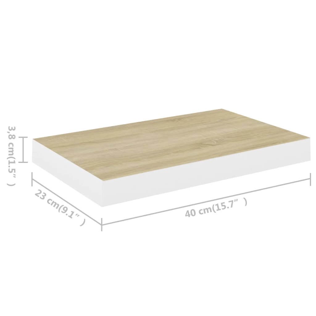 Scaffali a Parete 2 pz Rovere e Bianco 40x23x3,8 cm in MDF cod mxl 59596