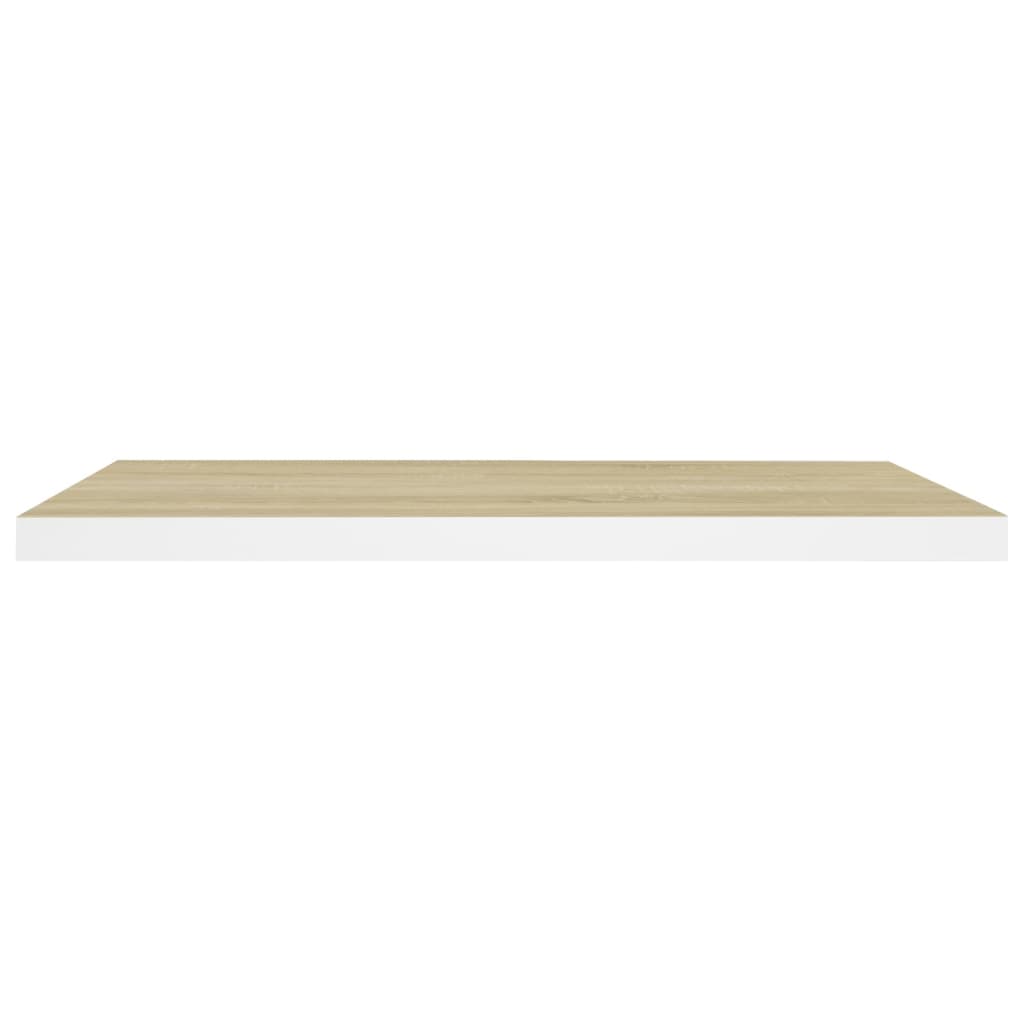 Scaffale a Parete Rovere e Bianco 80x23,5x3,8 cm in MDF 326579