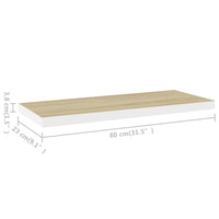 Scaffale a Parete Rovere e Bianco 80x23,5x3,8 cm in MDF 326579