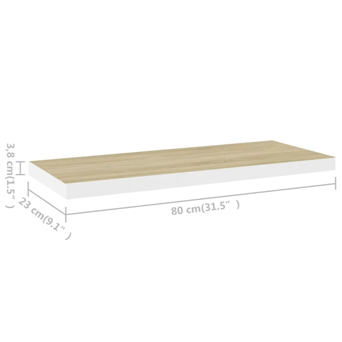 Scaffale a Parete Rovere e Bianco 80x23,5x3,8 cm in MDF cod mxl 33221