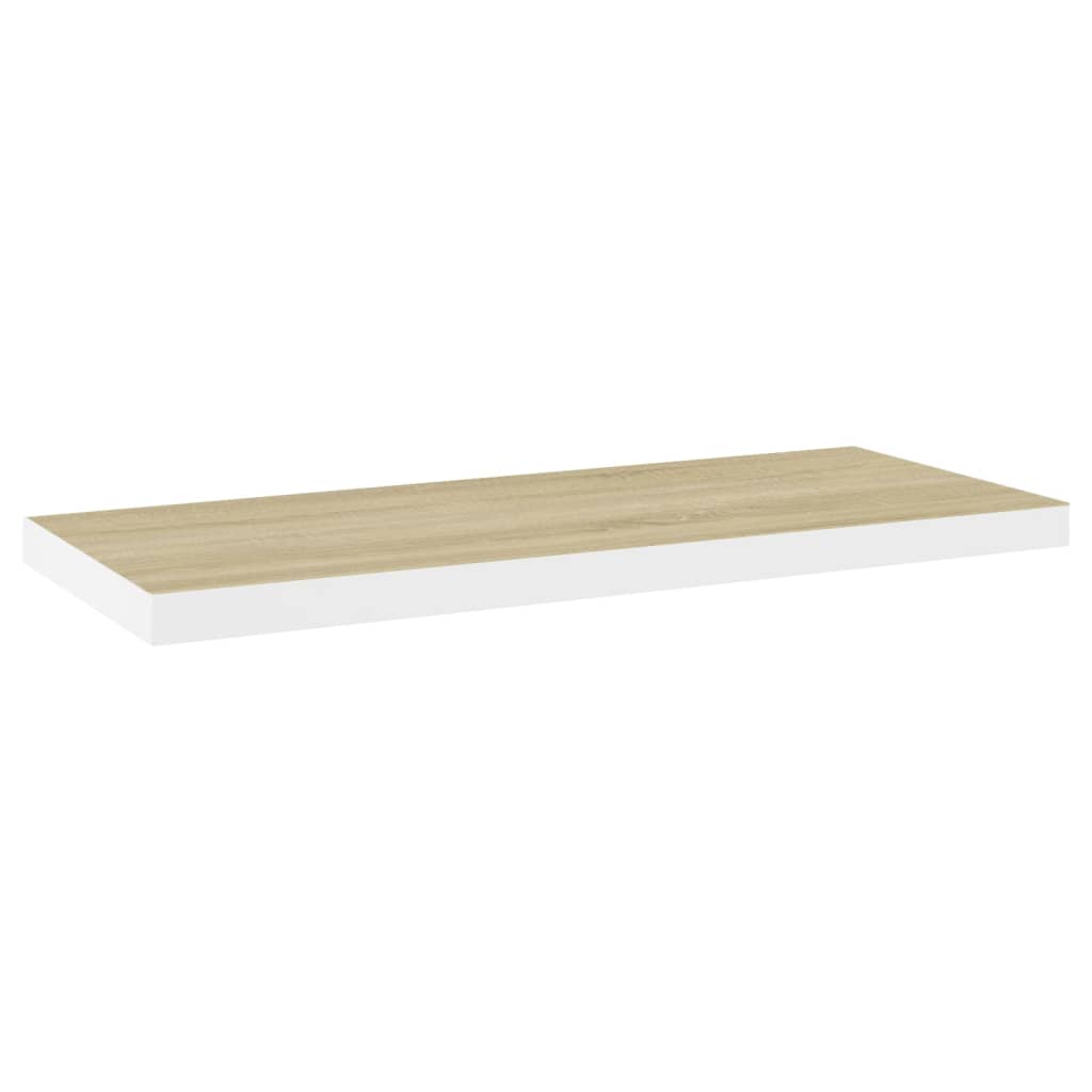 Scaffali a Parete 2 pz Rovere e Bianco 80x23,5x3,8 cm in MDF cod mxl 33658