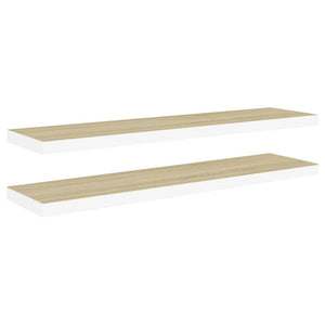 Scaffali a Parete 2 pz Rovere e Bianco 90x23,5x3,8 cm in MDF cod mxl 33072