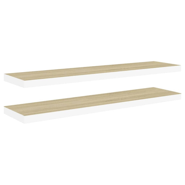 Scaffali a Parete 2 pz Rovere e Bianco 90x23,5x3,8 cm in MDF cod mxl 33072