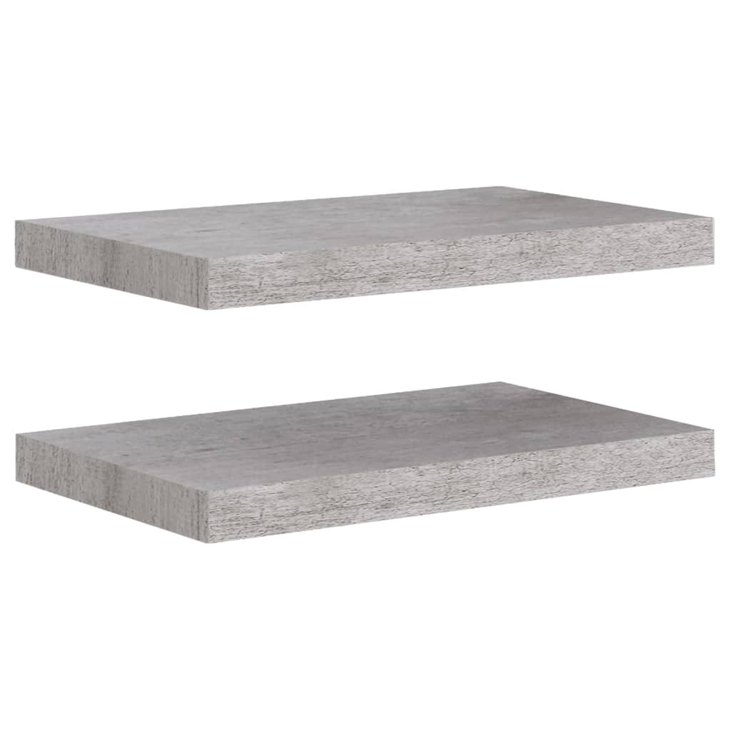 Scaffali a Parete 2 pz Grigio Cemento 50x23x3,8 cm in MDF 326595