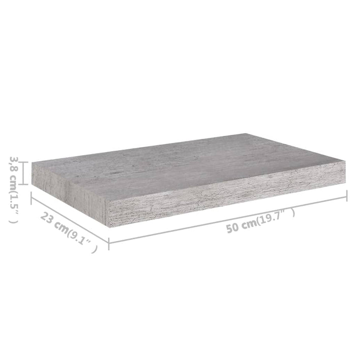 Scaffali a Parete 2 pz Grigio Cemento 50x23x3,8 cm in MDF 326595