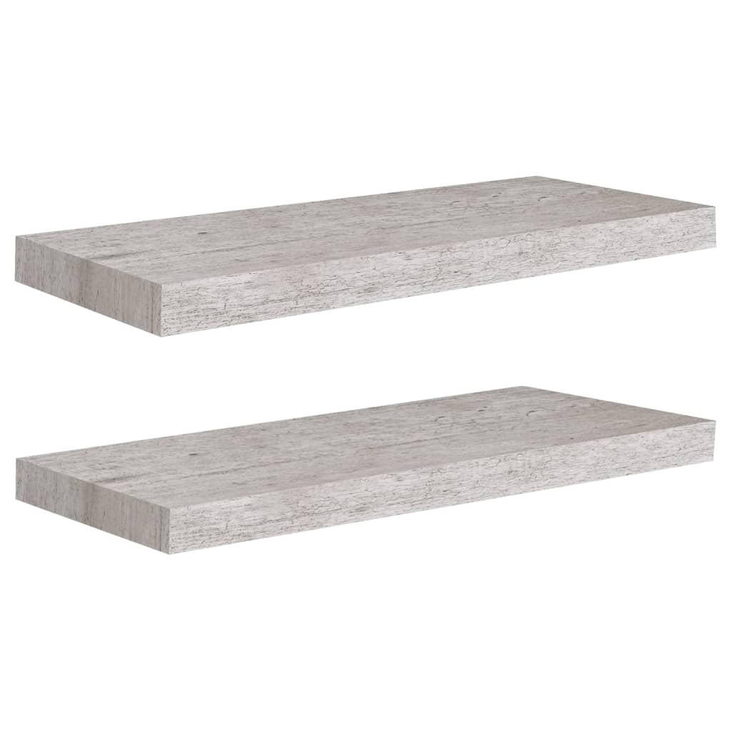 Scaffali a Parete 2 pz Grigio Cemento 60x23,5x3,8 cm in MDF 326598