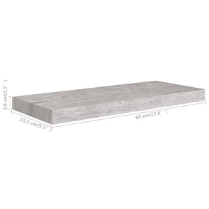 Scaffali a Parete 2 pz Grigio Cemento 60x23,5x3,8 cm in MDF cod mxl 33656