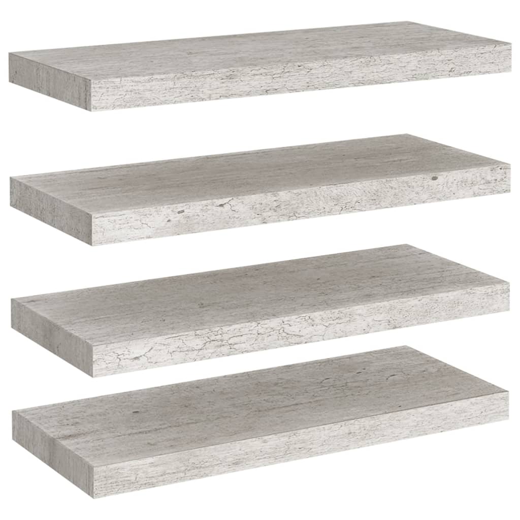 Scaffali a Parete 4 pz Grigio Cemento 60x23,5x3,8 cm in MDF 326599