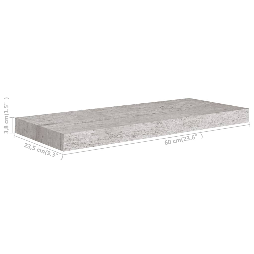 Scaffali a Parete 4 pz Grigio Cemento 60x23,5x3,8 cm in MDF 326599