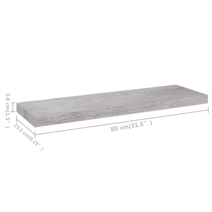 Scaffali a Parete 2 pz Grigio Cemento 80x23,5x3,8 cm in MDF cod mxl 33596