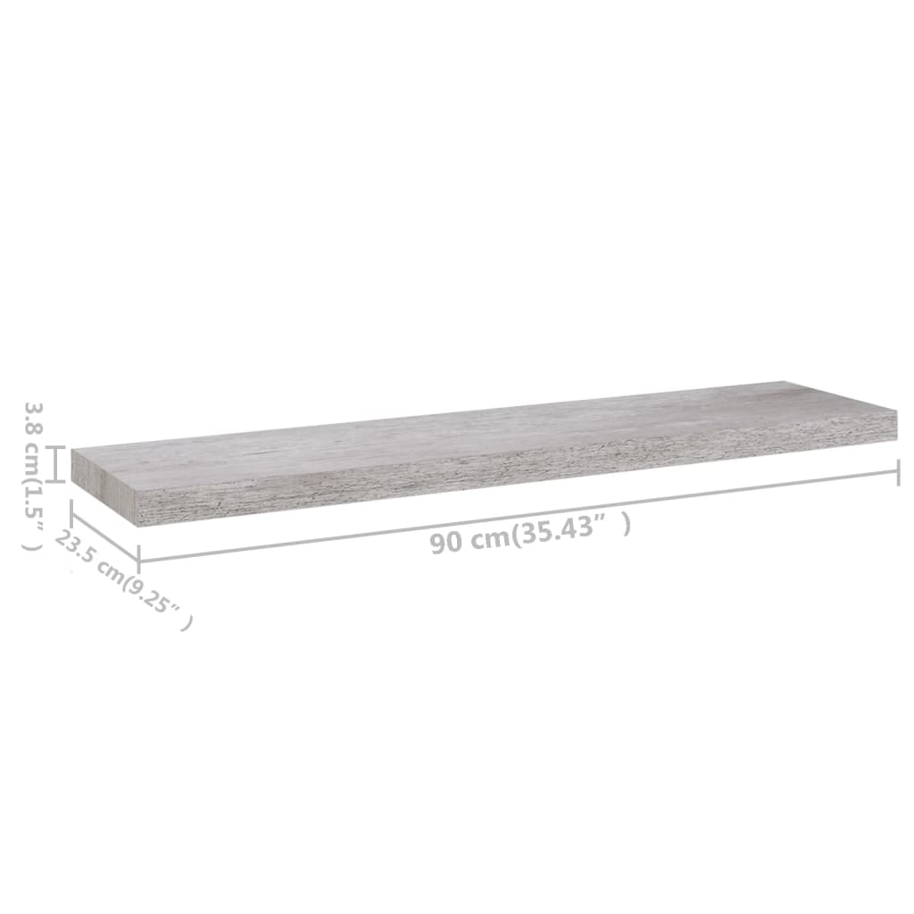 Scaffali a Parete 4 pz Grigio Cemento 90x23,5x3,8 cm in MDF 326605