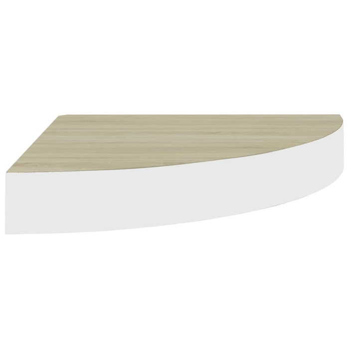 Mensole Angolari 2pz Rovere e Bianco 25x25x3,8 cm in MDF 326631