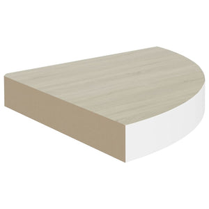 Mensole Angolari 2pz Rovere e Bianco 25x25x3,8 cm in MDF 326631