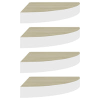 Mensole Angolari 4pz Rovere e Bianco 25x25x3,8 cm in MDF cod mxl 50416