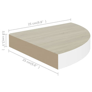 Mensole Angolari 4pz Rovere e Bianco 25x25x3,8 cm in MDF cod mxl 50416