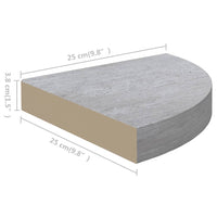 Mensola Angolare Grigio Cemento 25x25x3,8 cm in MDF 326633