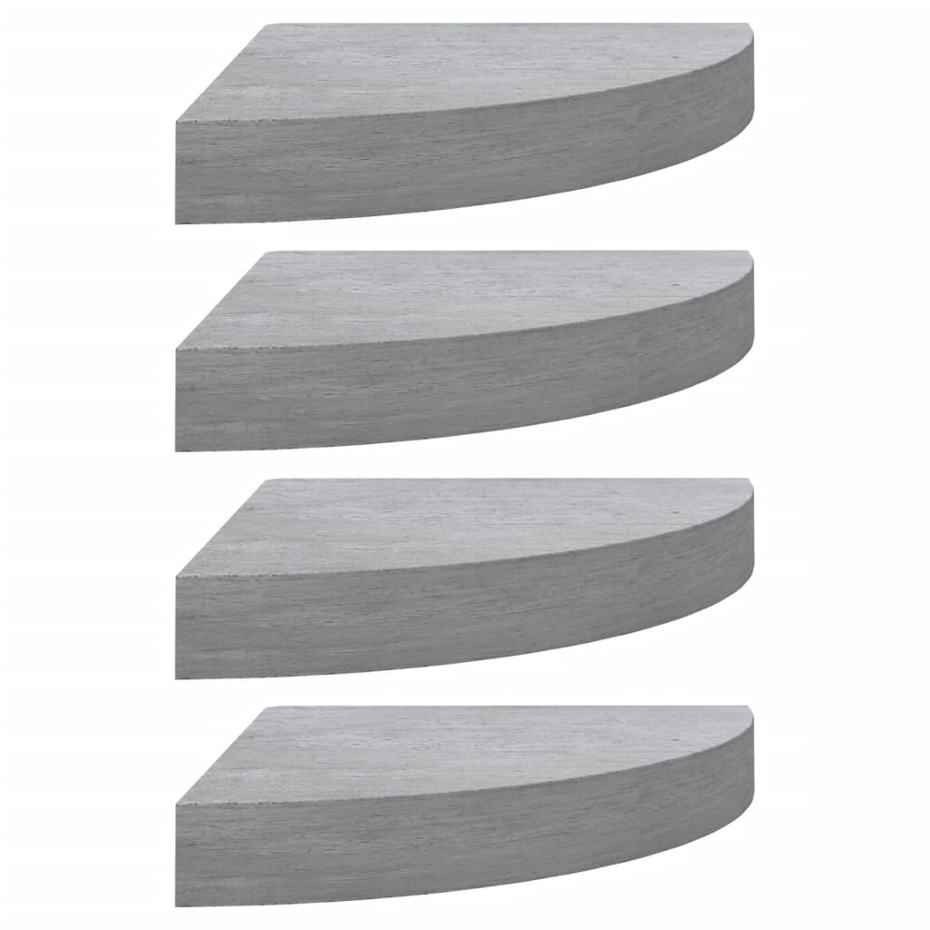 Mensole Angolari 4pz Grigio Cemento 25x25x3,8 cm in MDF 326635