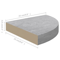 Mensole Angolari 4pz Grigio Cemento 25x25x3,8 cm in MDF 326635