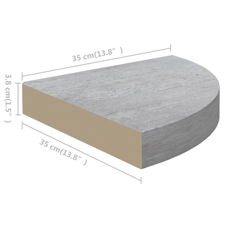 Mensola Angolare Grigio Cemento 35x35x3,8 cm in MDF