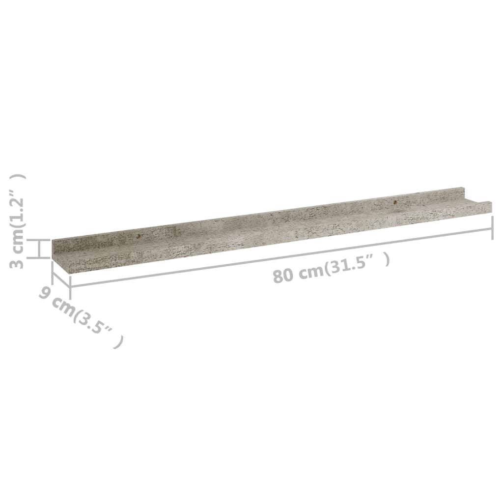 Mensole da Parete 2 pz Grigio Cemento 80x9x3 cm cod mxl 48792