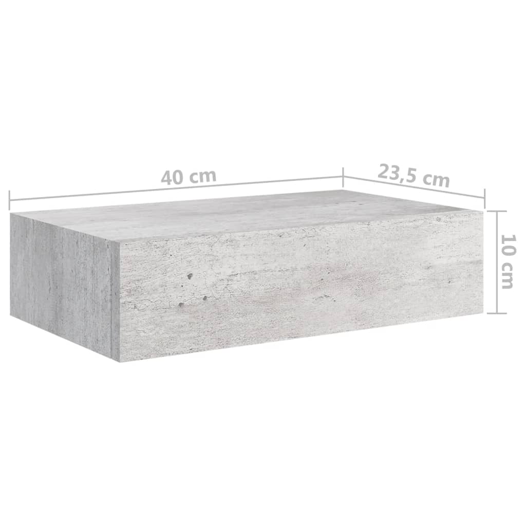 Scaffali Cassetti a Muro 2 pz Grigio Cemento 40x23,5x10cm MDF cod mxl 33655